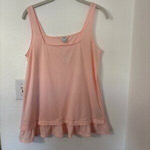 J Crew Square Neck Tank Top W/ Woven Hem Pink New Size Small